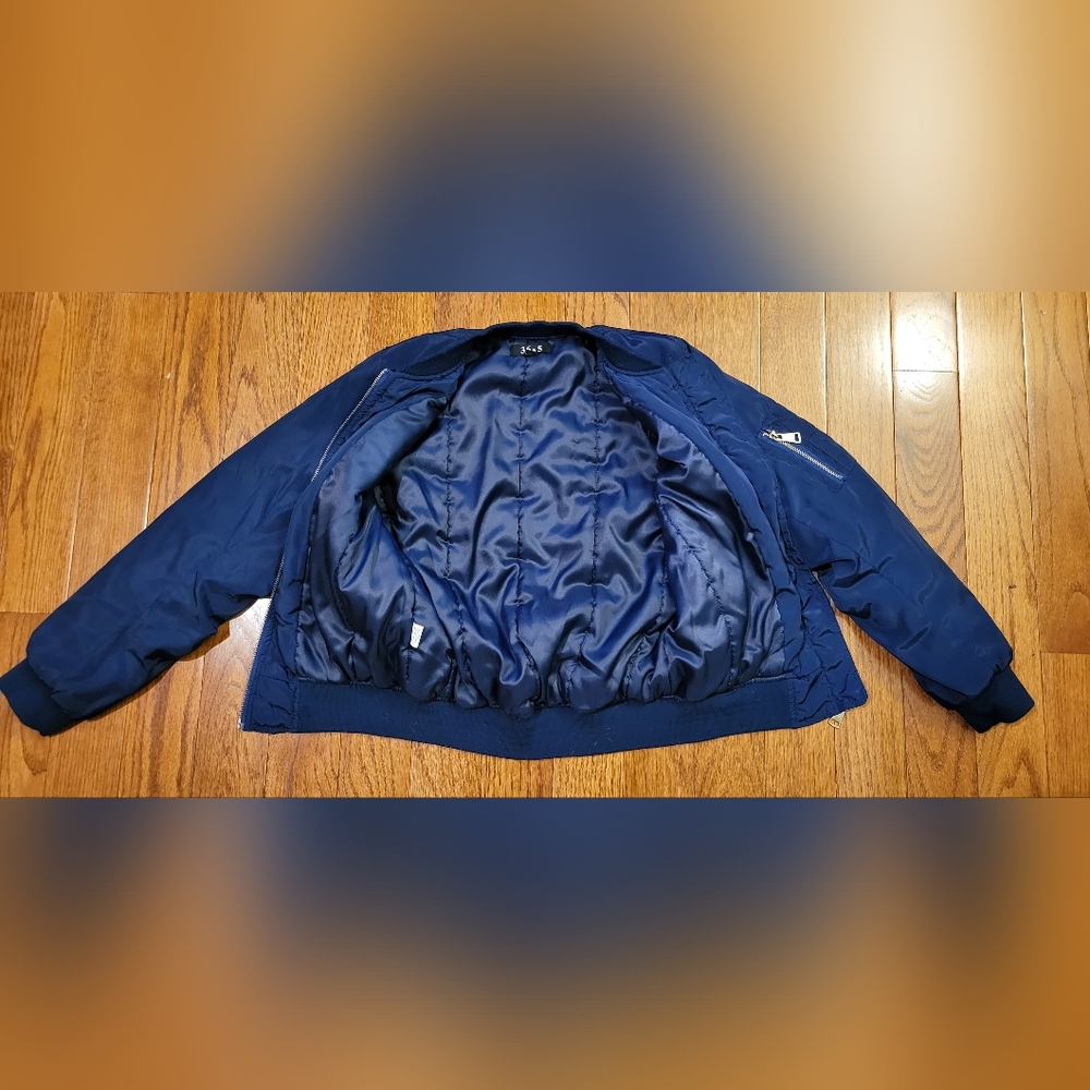 36.5 Navy Blue Medium Bomber Jacket - Picture 2 of 5